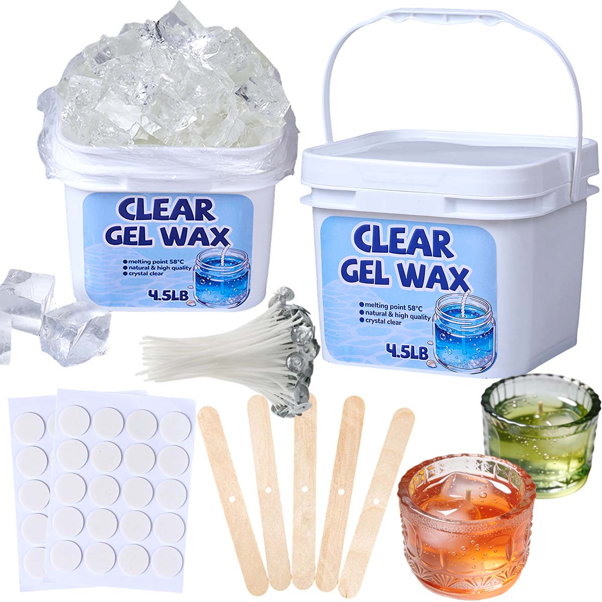 Candle Making Gel Wax - طقم شمع جيلي شفاف بوزن 4.5