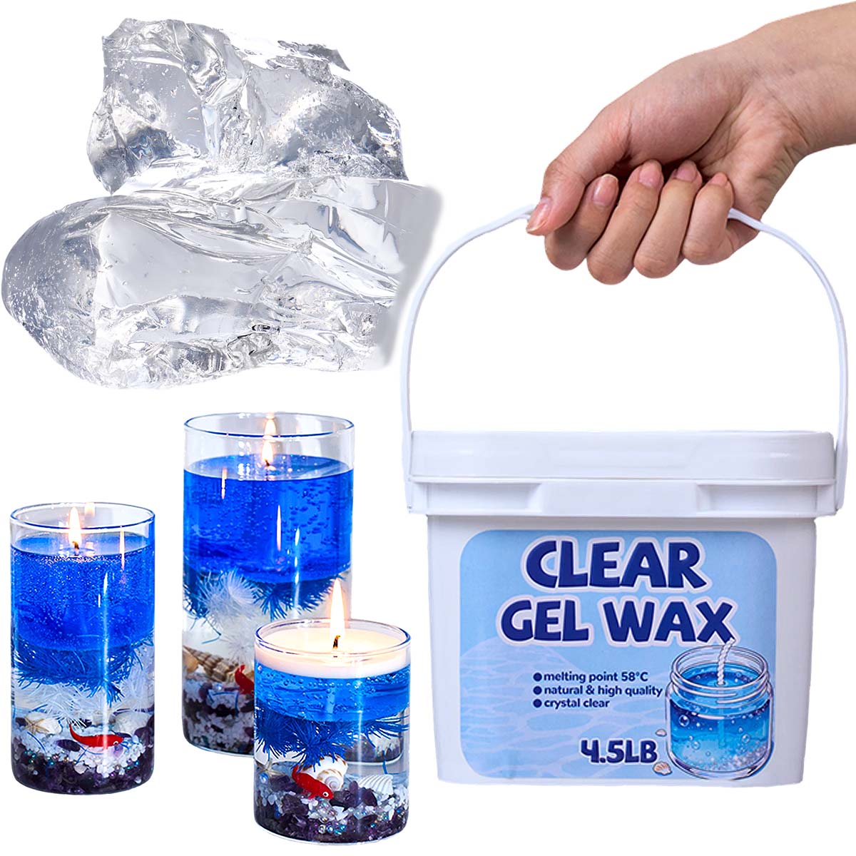 طقم شمع جيلي شفاف بوزن 4.5 رطل - مراجعة Candle Making Gel Wax وسعره